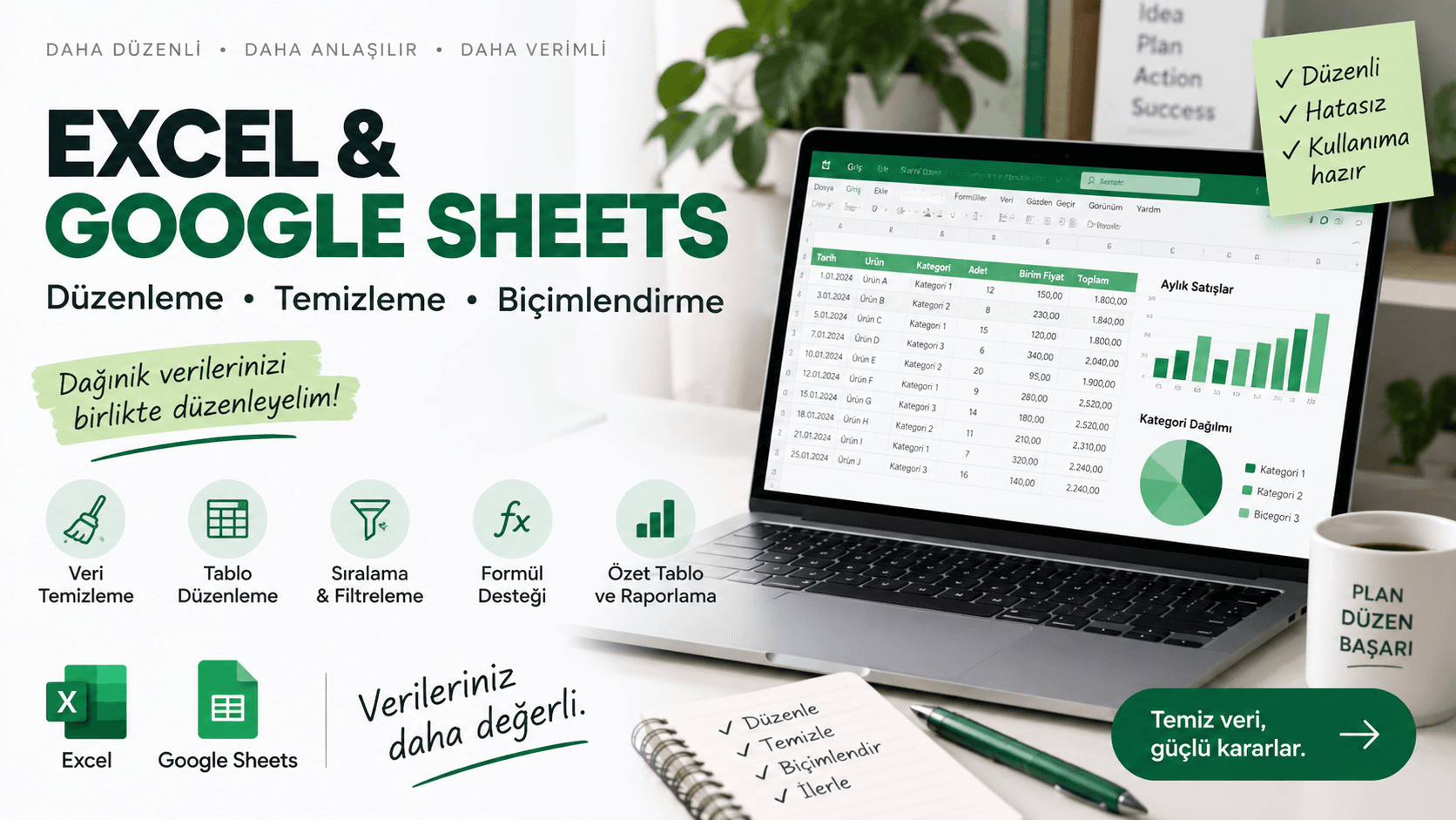Excel ve Google Sheets Verilerinizi Düzenliyor ve Temizliyorum