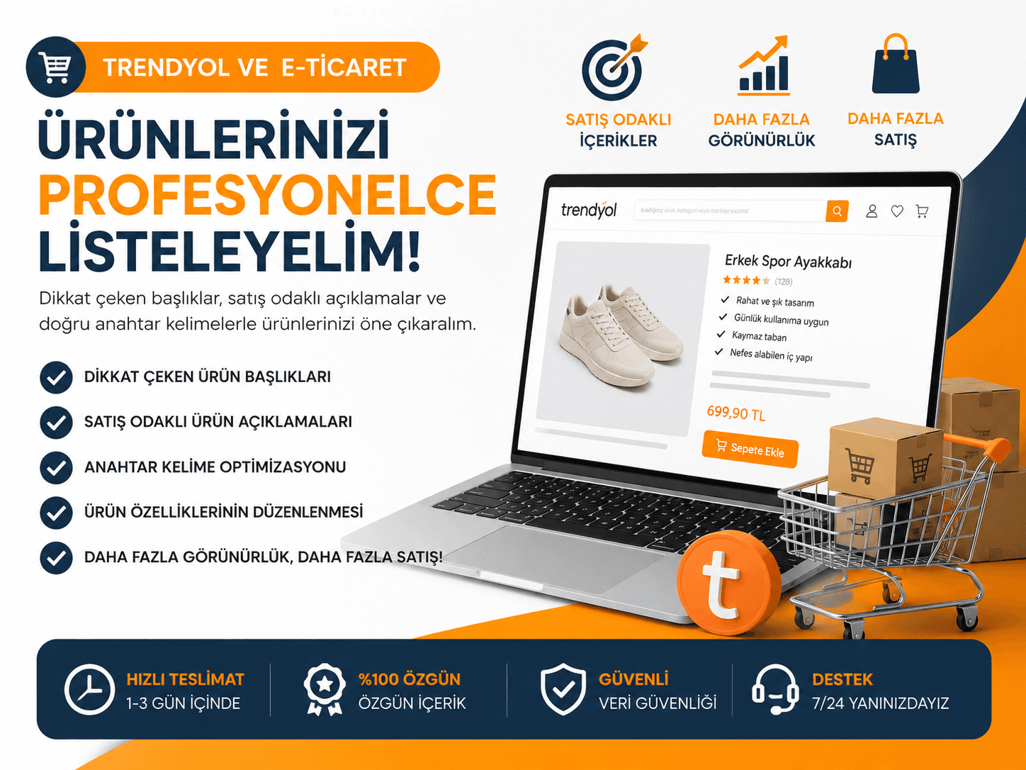 Trendyol ve E-Ticaret Ürünlerinizi Profesyonelce Listeleyebilirim