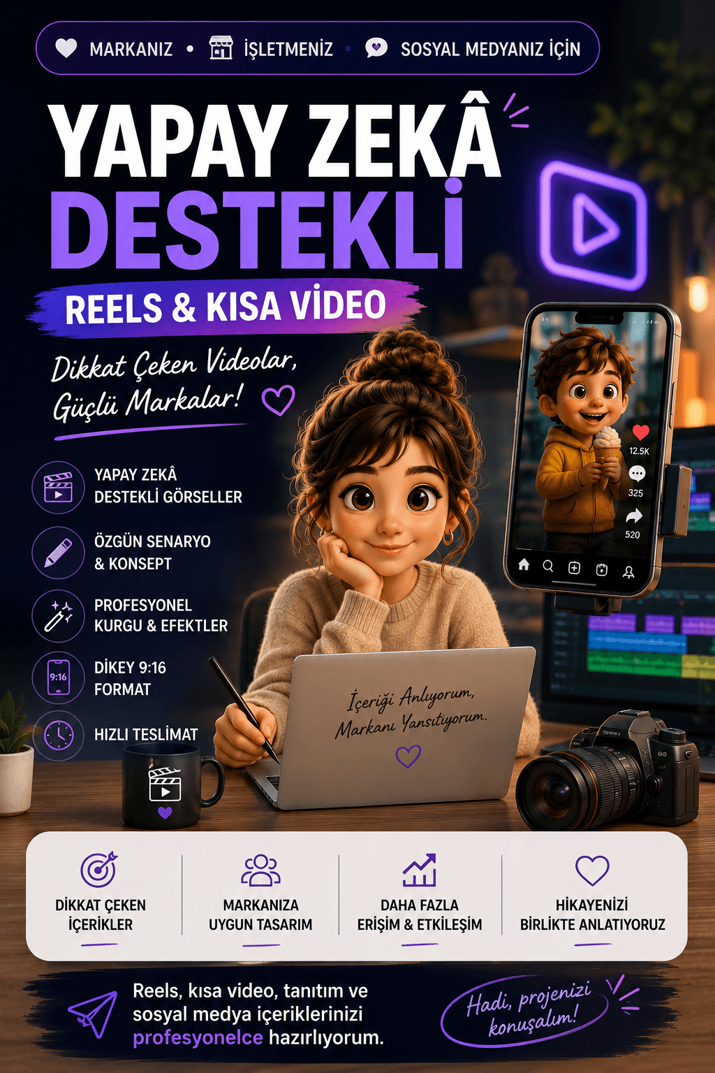 3 Günde Yapay Zekâ Destekli Reels ve Kısa Video Hazırlıyorum
