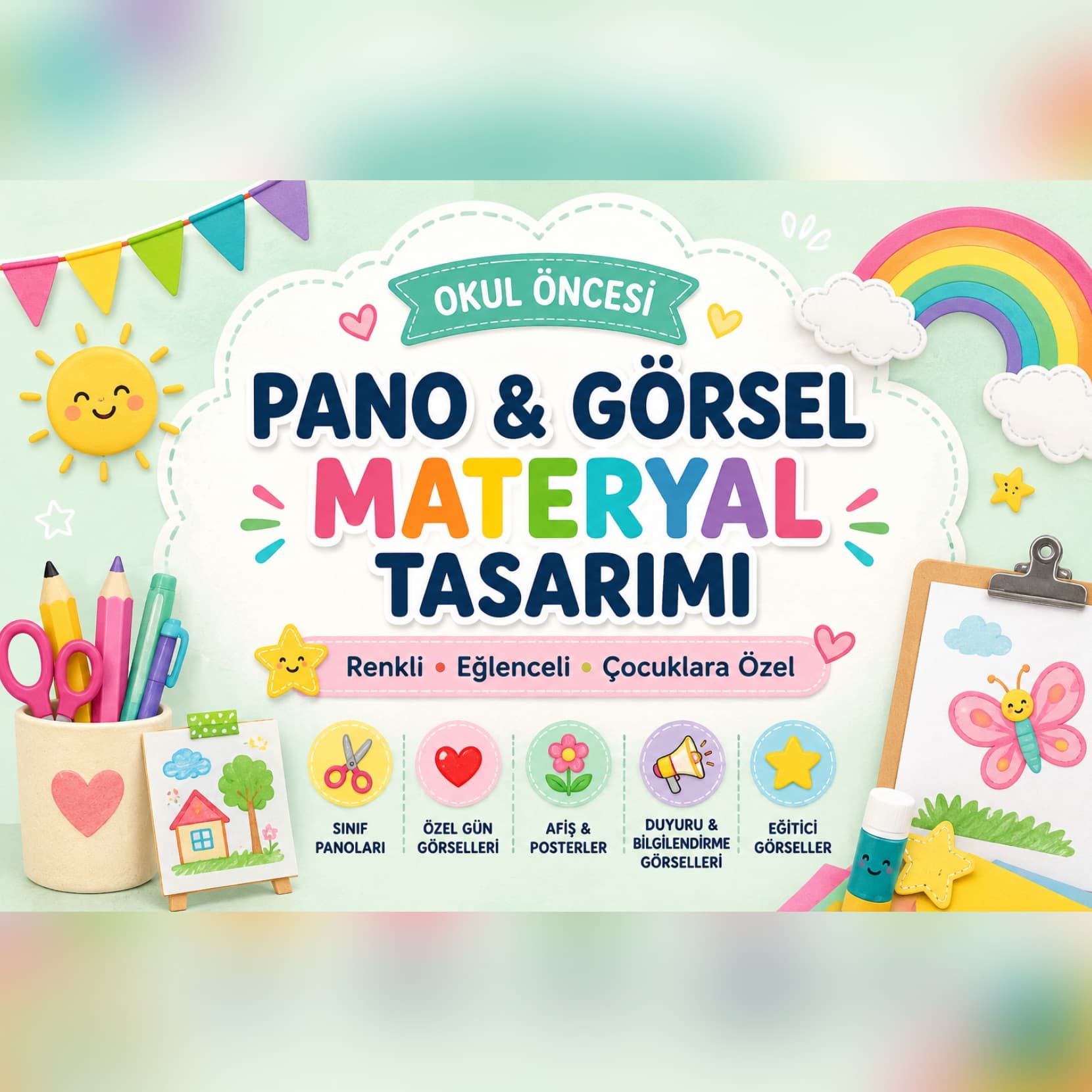 Okul Öncesi Pano ve Görsel Materyal Tasarımı Yapıyorum