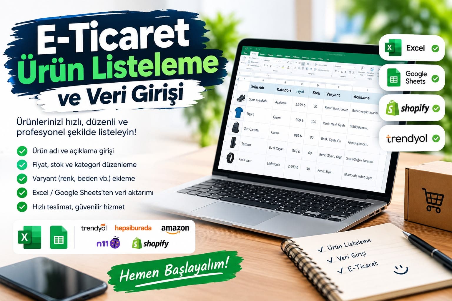 E-Ticaret Ürün Listeleme ve Veri Girişi