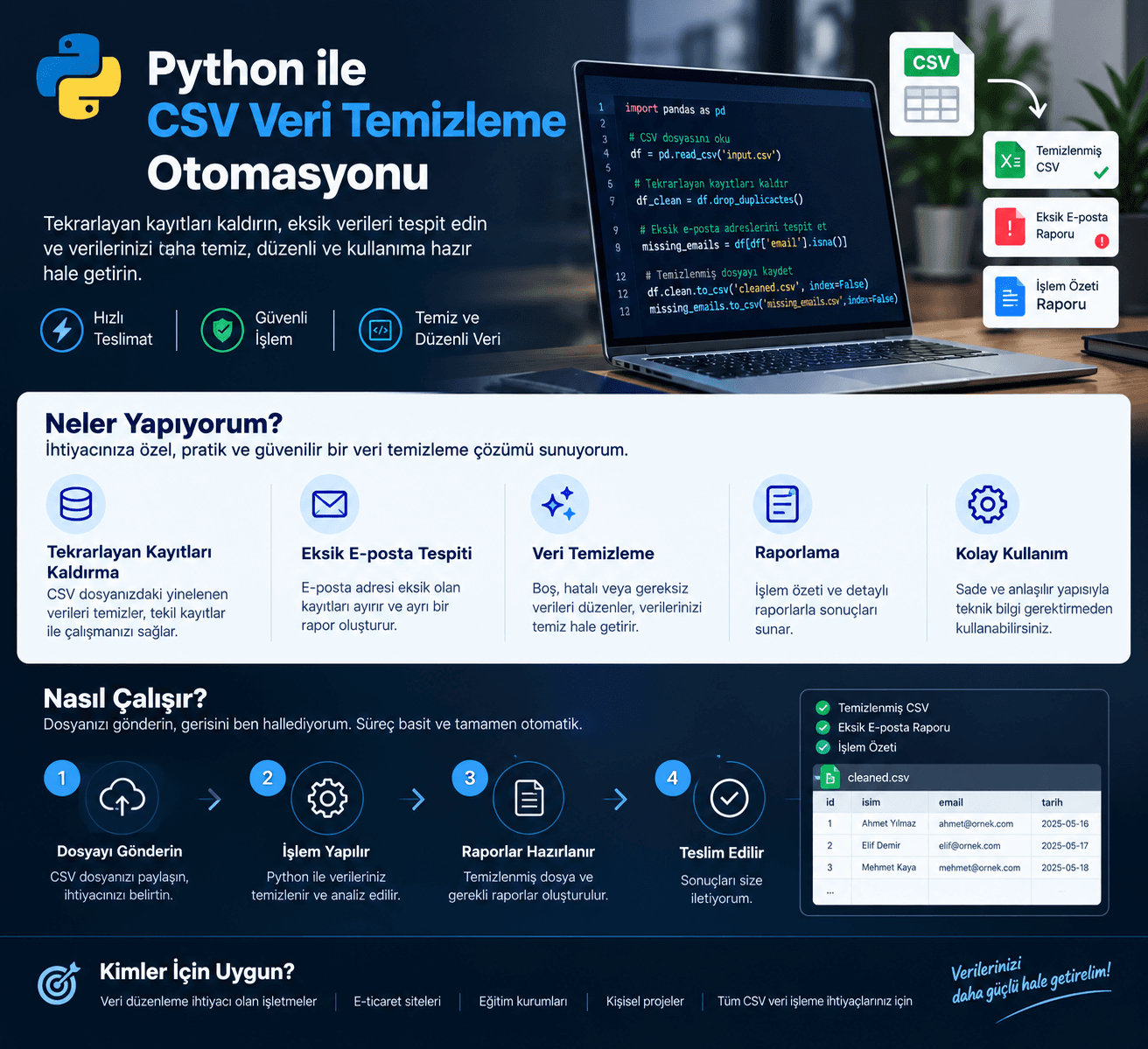 Python ile CSV Veri Temizleme ve Otomasyon Yapıyorum